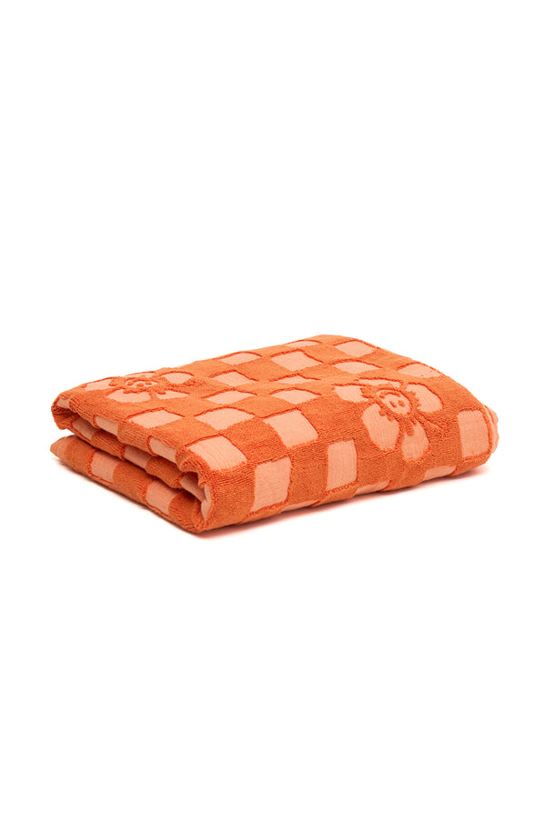 Burnt Orange Happy Check Towel