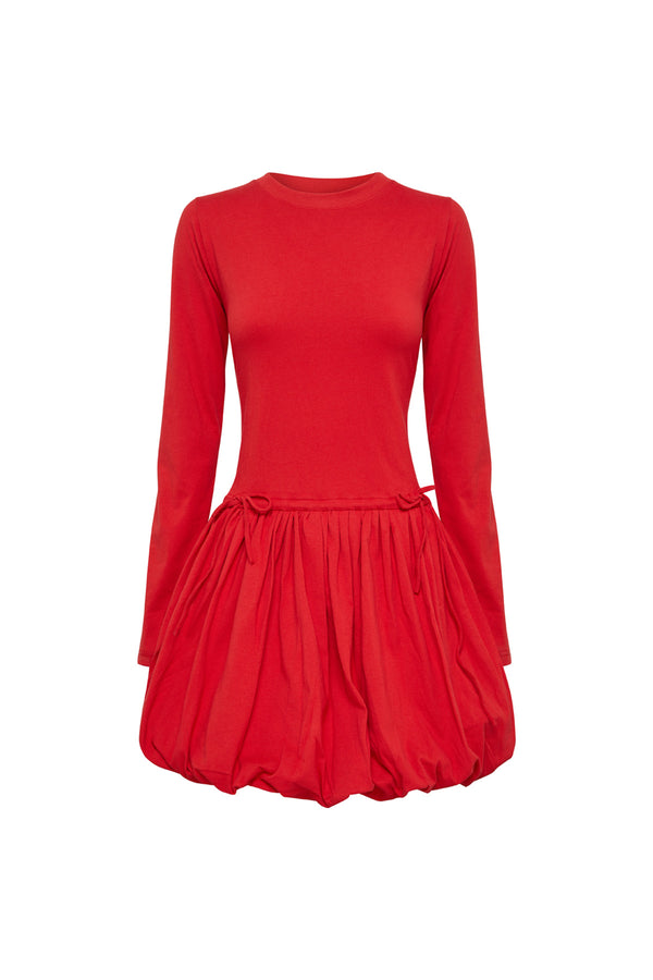 Bellini Bubble Hem Dress - Red