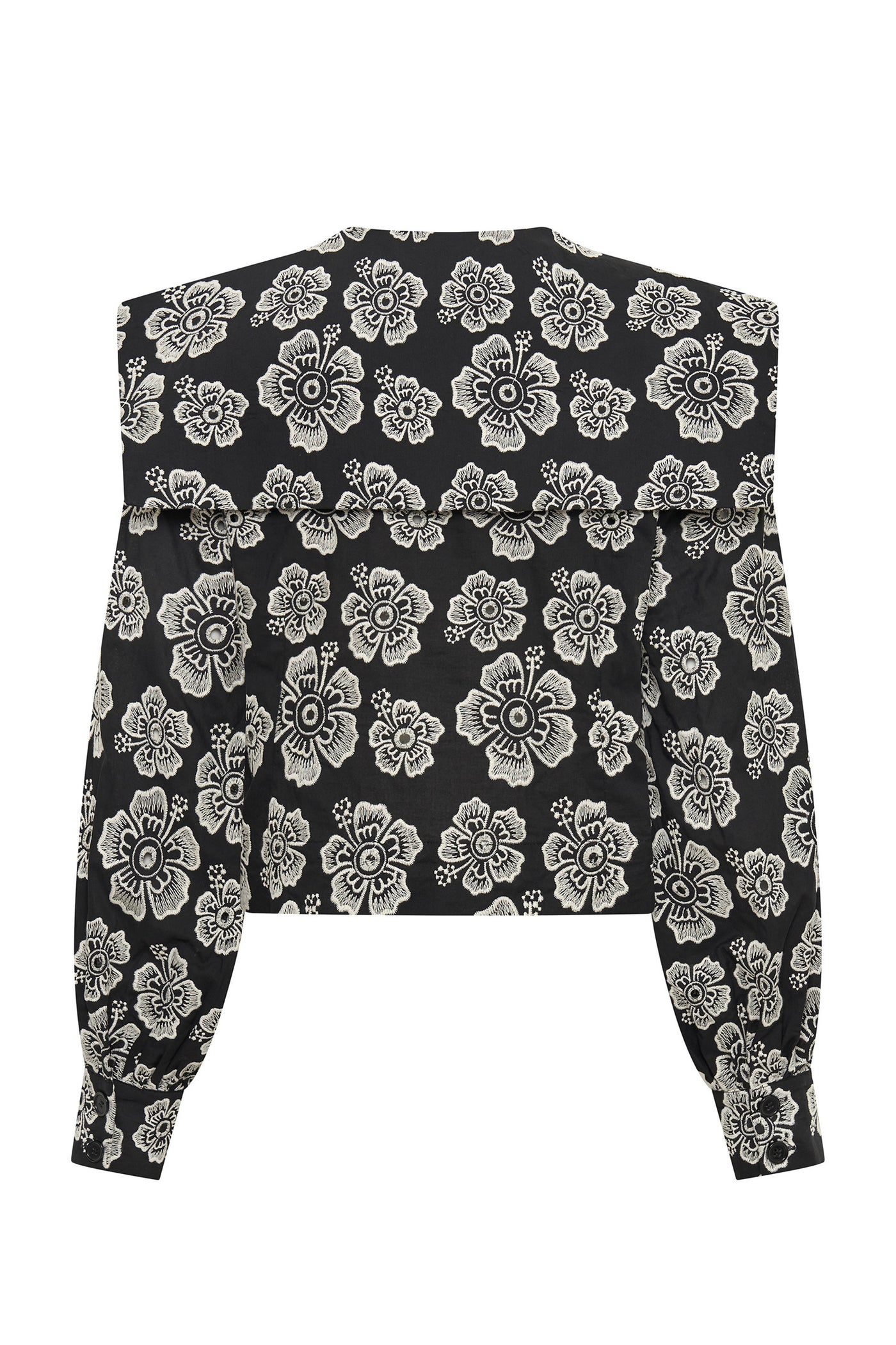 Hibiscus Broderie Sailor Blouse - Black/White – Emma