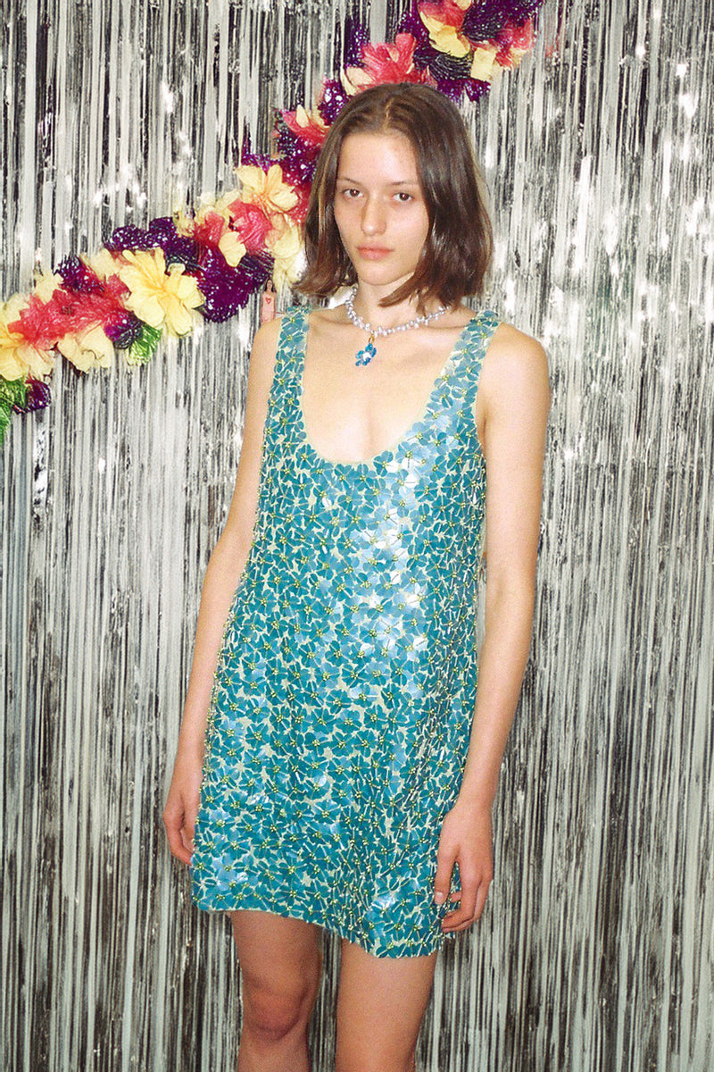 Sequinned Mini Dress - Sea Foam Emma Mulholland on Holiday Sequinned Mini Dress - Sea Foam Emma Mulholland on Holiday