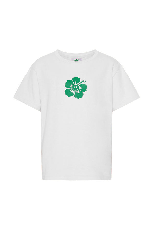 Happy Hibiscus Baby Tee - White