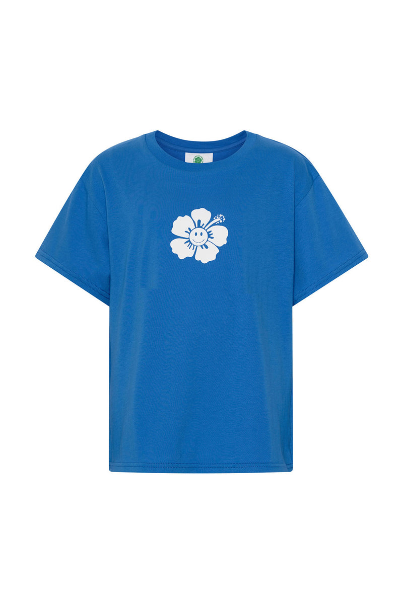 Happy Hibiscus Baby Tee Blue - Main Image