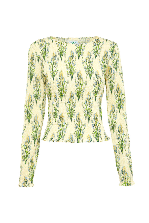 Bouquet Shirred L/S Blouse - Yellow/Multi