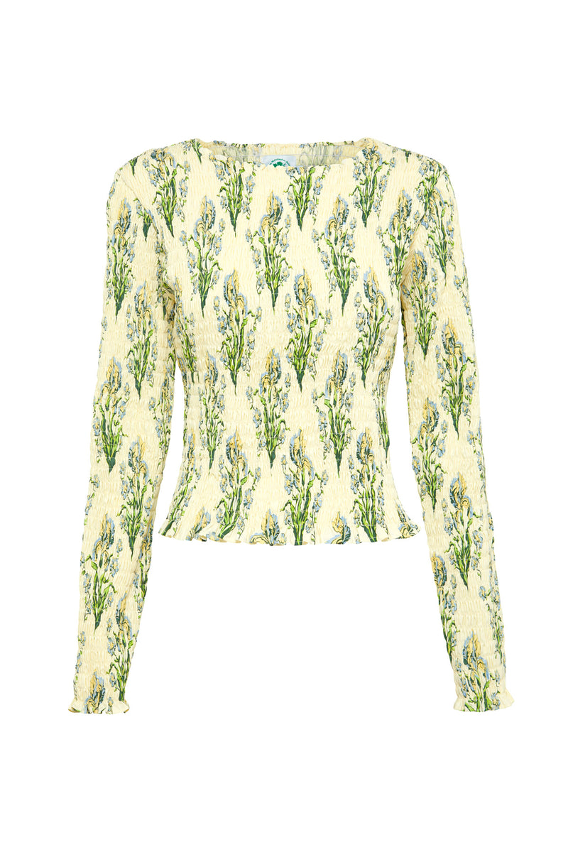 Bouquet Shirred L/S Blouse - Yellow/Multi