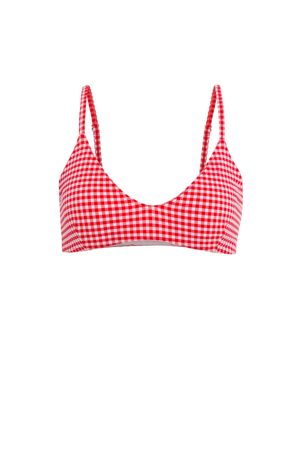 Gingham Bikini Top - Red