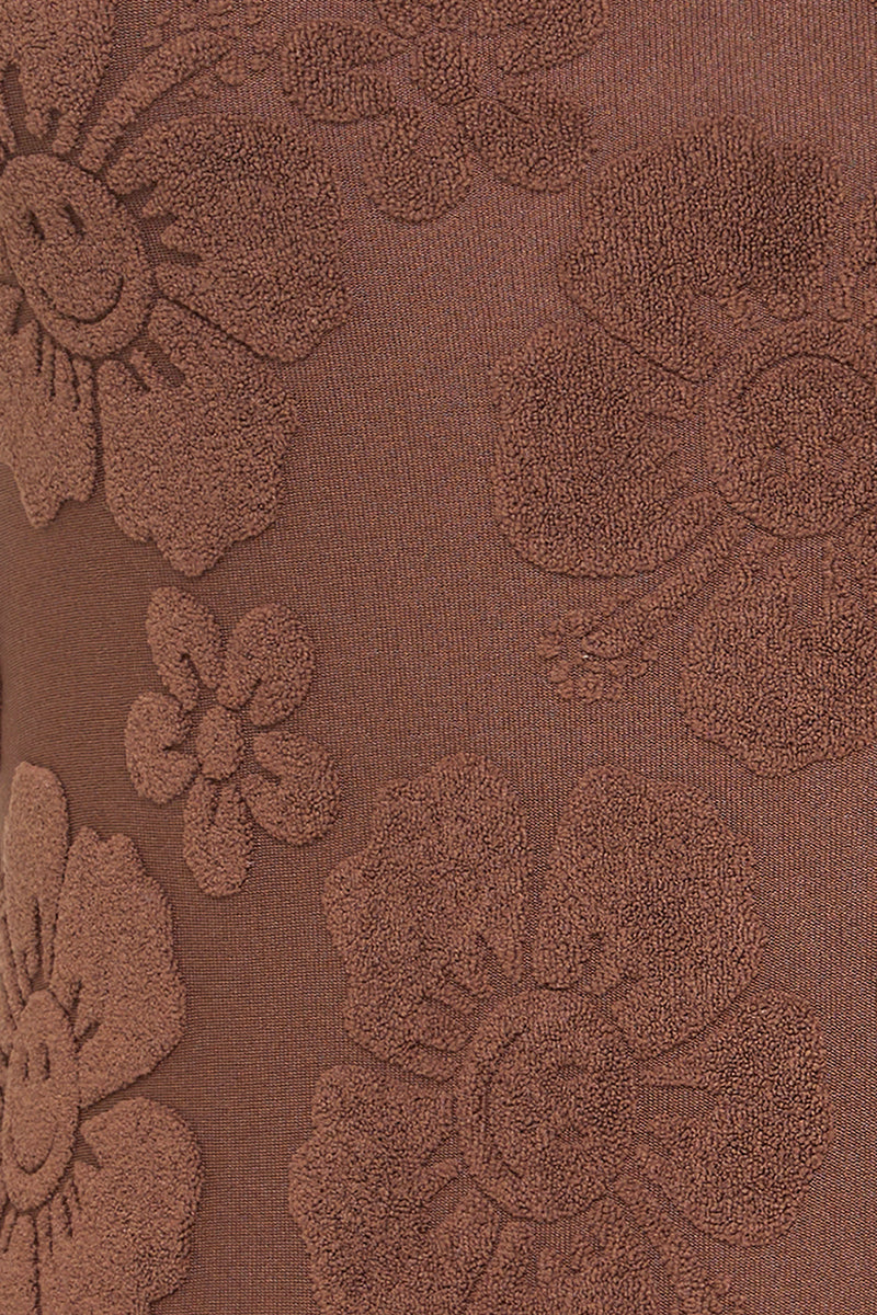 Towelling Hibiscus One Piece - Brown
