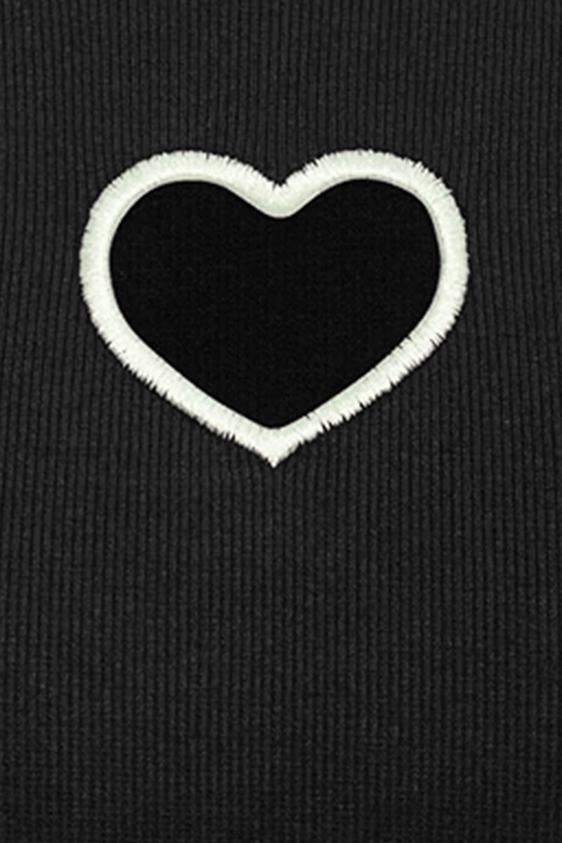 Ribbed Heart Cut Out Tank - Black/White