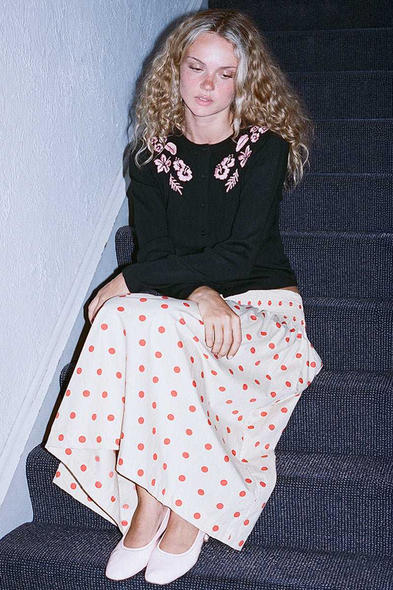 あるぴにすと　45R フラワーCARDIGAN &amp; Josephシルク Oversized Colourful Chunky Floral Applique Long Sleeve Cardigan by