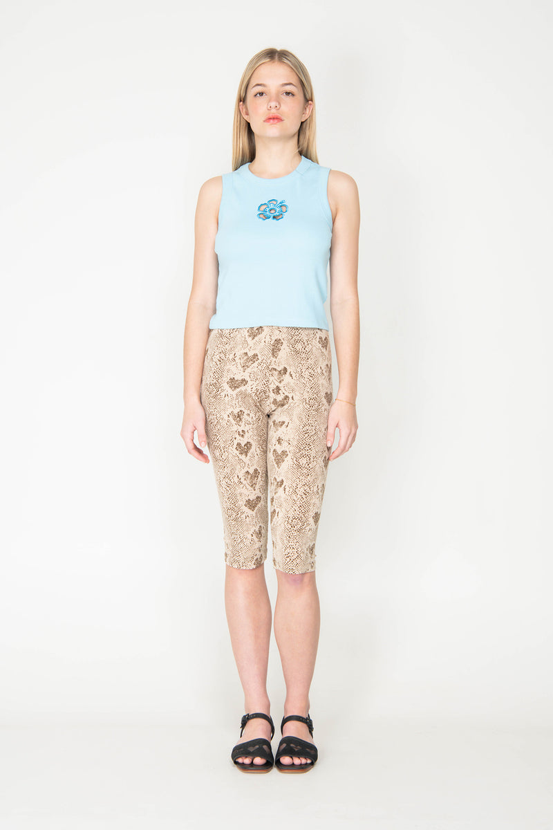 Hibiscus Embroidered Tank - Blue