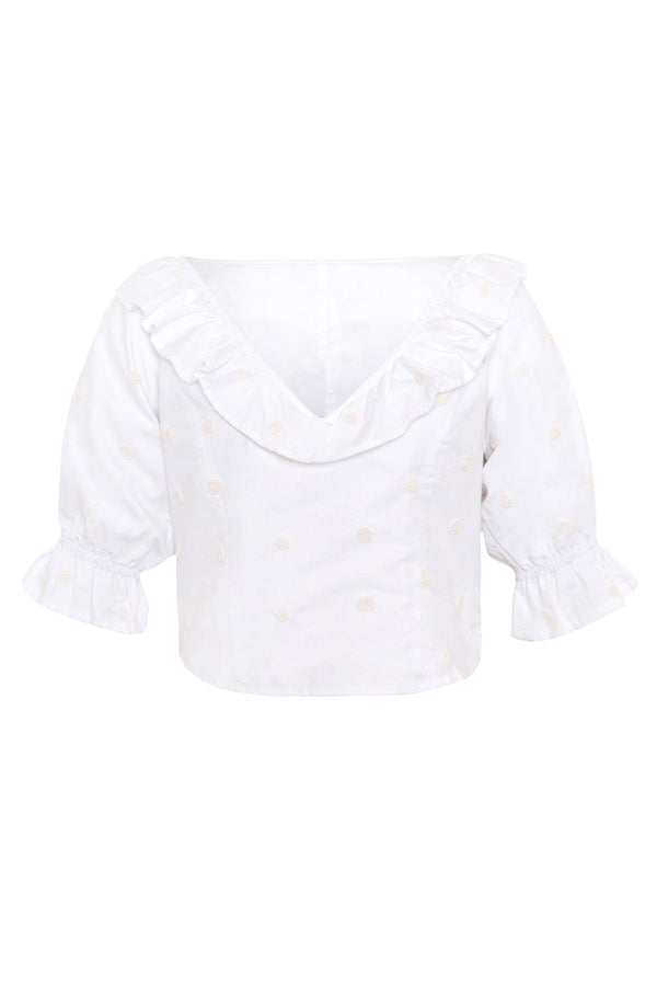 Pearl Blouse - Beaded - White