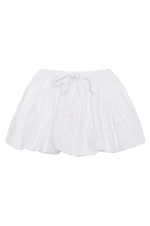 Pearl Bubble Mini Skirt - White