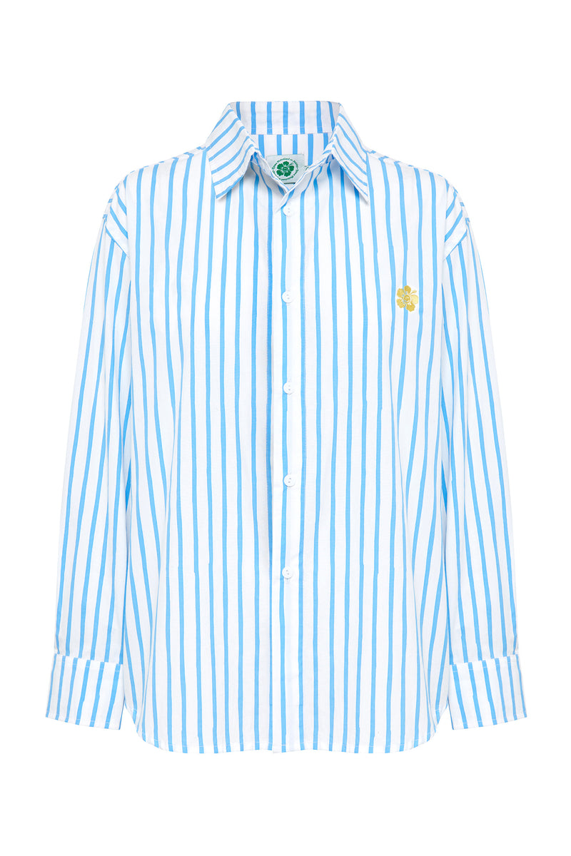 Sea Stripe Button Up Shirt - Blue/White