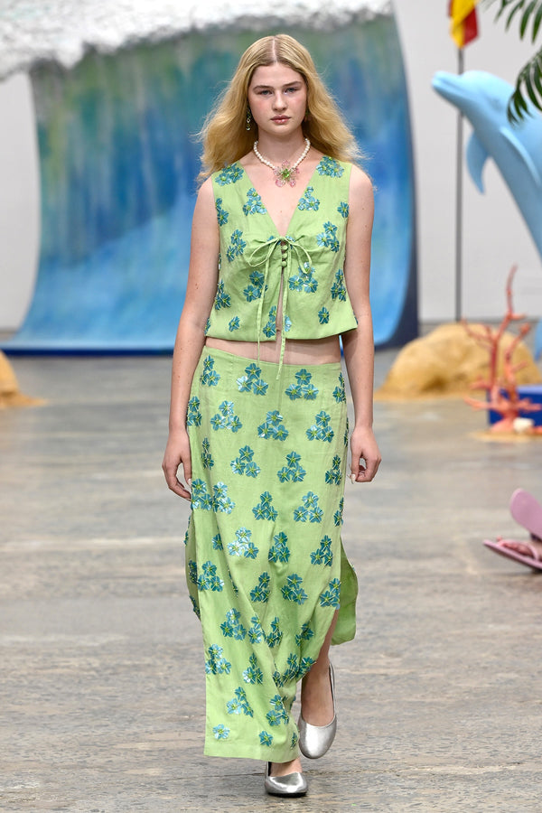 Sequinned Skirt - Sea Foam