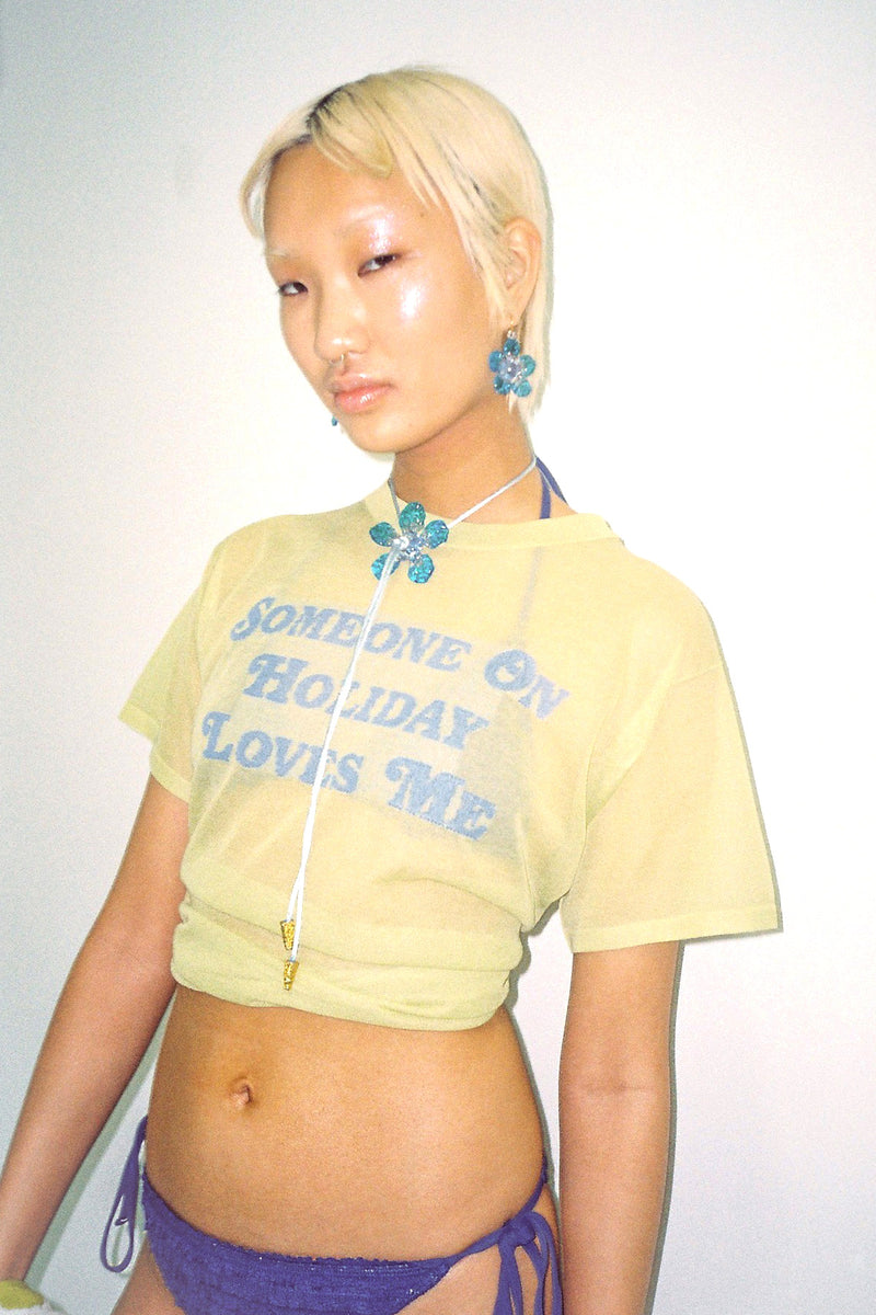Someone On Holiday Loves Me Knit Tee - Sea Foam