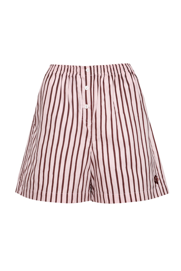 Thin Stripe Boxer Shorts - Pink-Brown