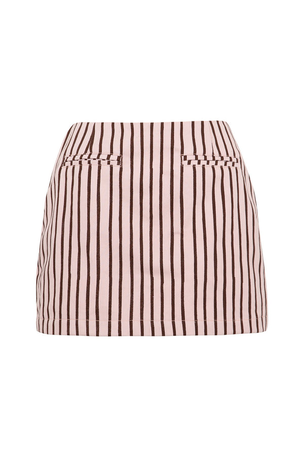Thin Stripe Kokomo Skirt - Pink/Brown