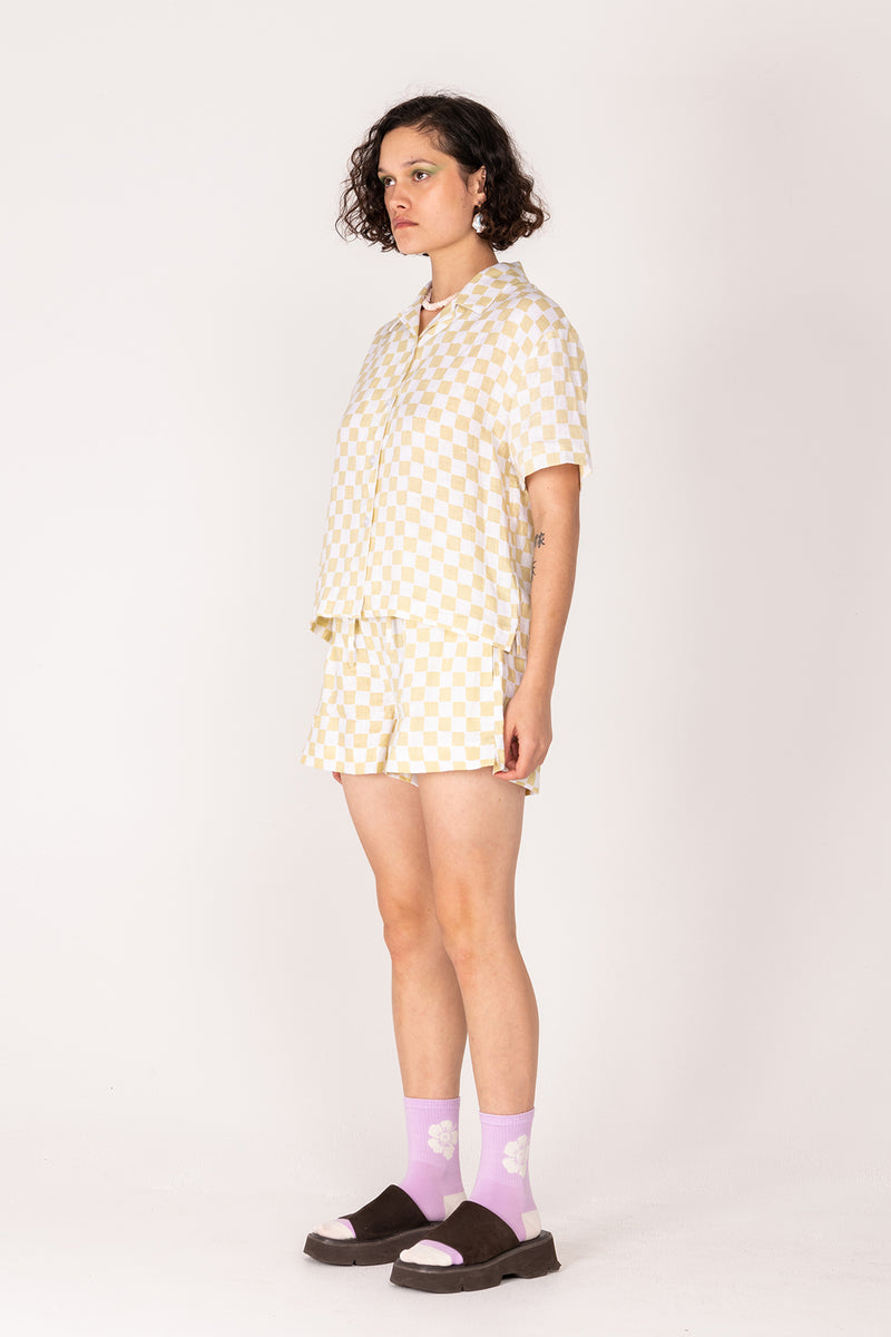 Check Short Resort Set - Cream