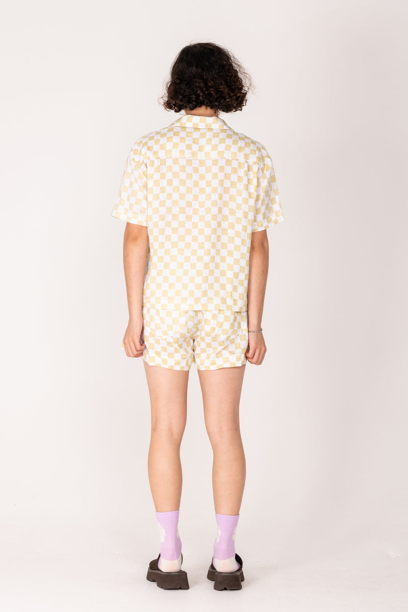 Check Short Resort Set - Cream