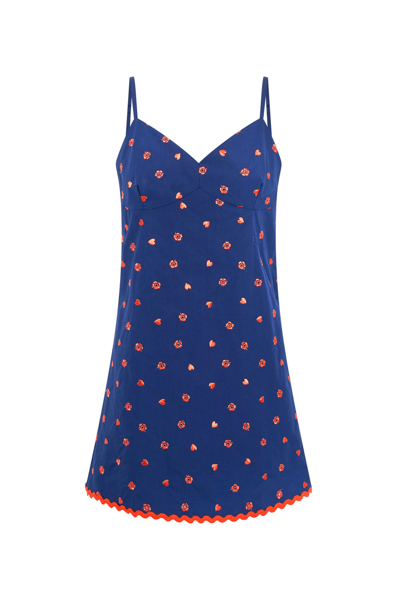 Dolce Vita Broderie Dress - Navy/Red