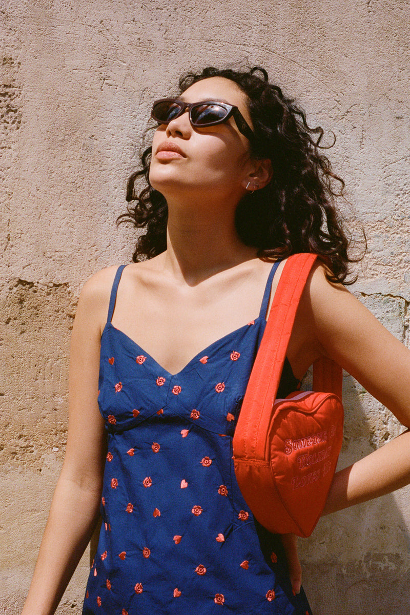 Dolce Vita Broderie Dress - Navy/Red