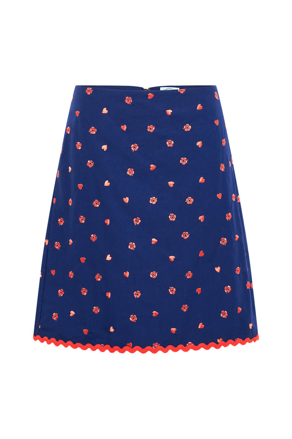 Dolce Vita Broderie Skirt - Navy/Red