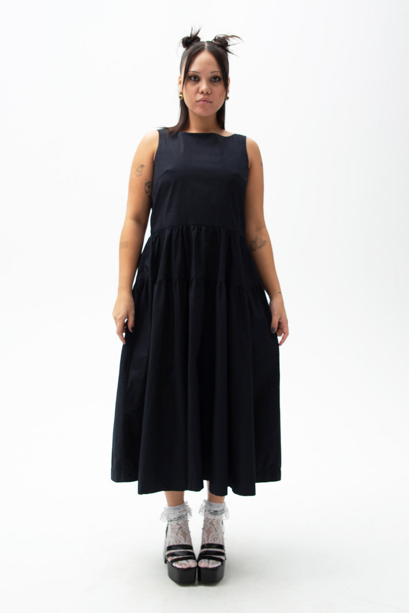 Forever Yours Gathered Midi Dress - Black