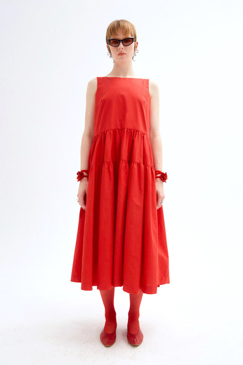 Forever Yours Gathered Midi Dress - Red