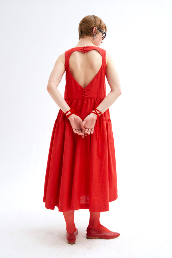 Forever Yours Gathered Midi Dress - Red
