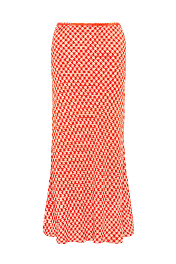 Gingham Slip Skirt - Red