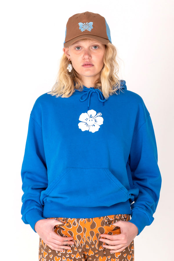 Happy Hibiscus Hoodie - Blue