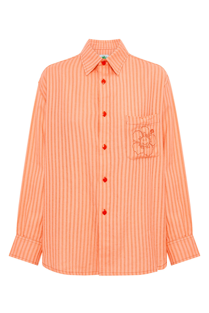 Happy Hibiscus Beach Shirt - Apricot