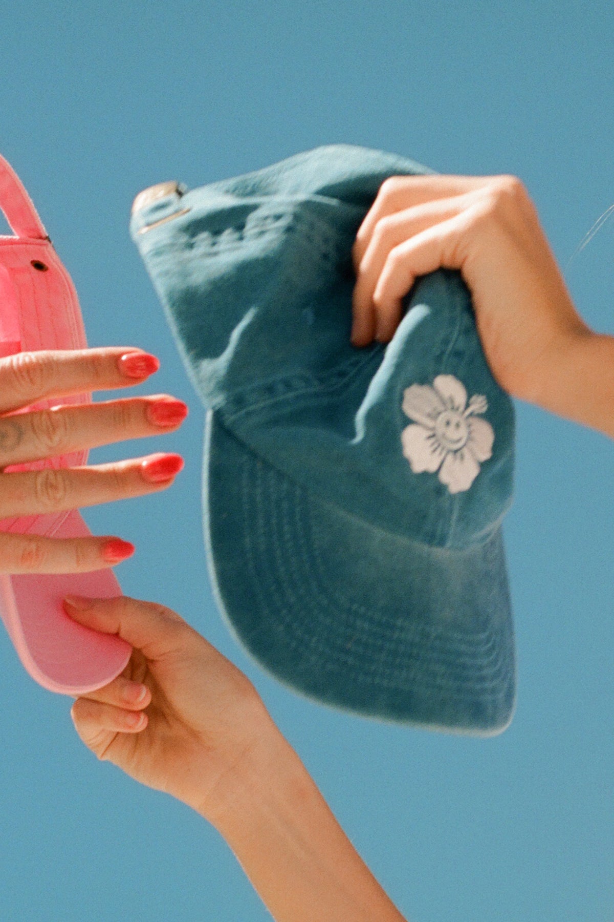 Happy Hibiscus Cap - Blue – Emma Mulholland on Holiday