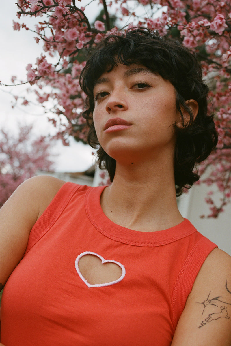 Heart Tank Top - Pink/Red