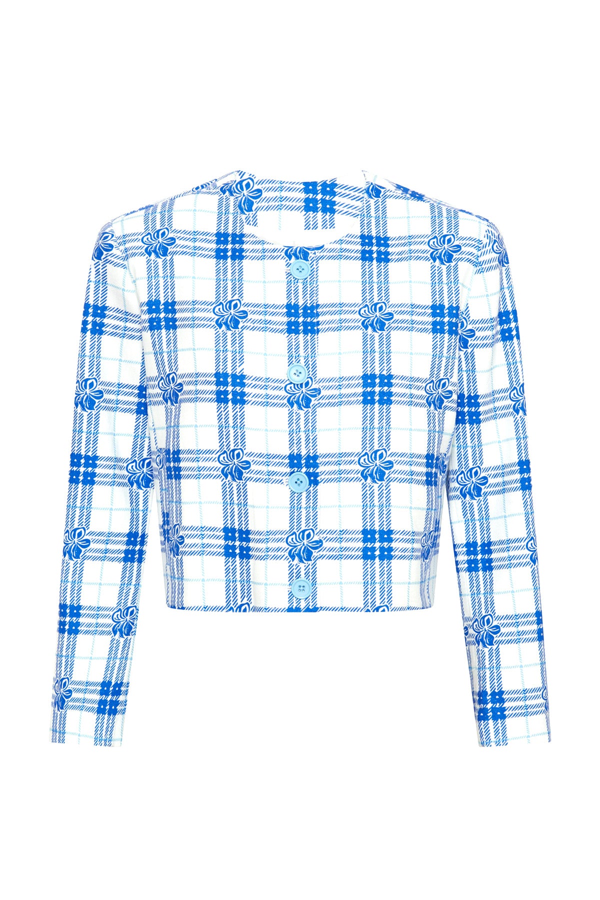 Hibiscus Plaid Cropped Jacket - Blue/White – Emma Mulholland on