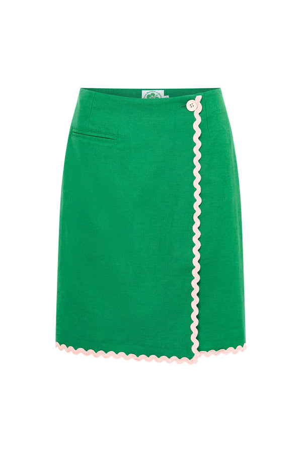 Spaghetti Wrap Skirt - Green/Pink