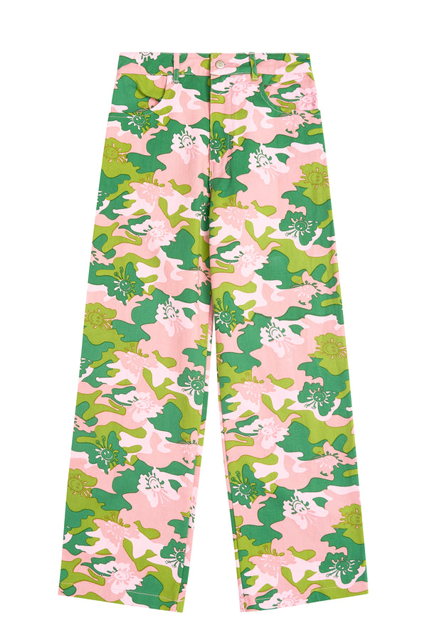 Butterfly Camo Vacation Pant - Green/Pink