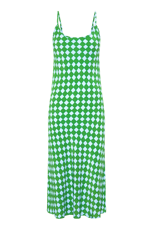 Check Vacation Slip Dress - Blue/Green