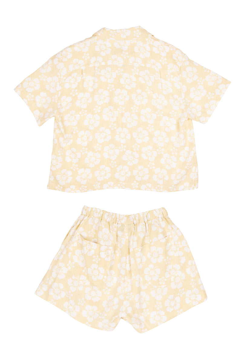 Happy Hibiscus Short Resort Set - Cream
