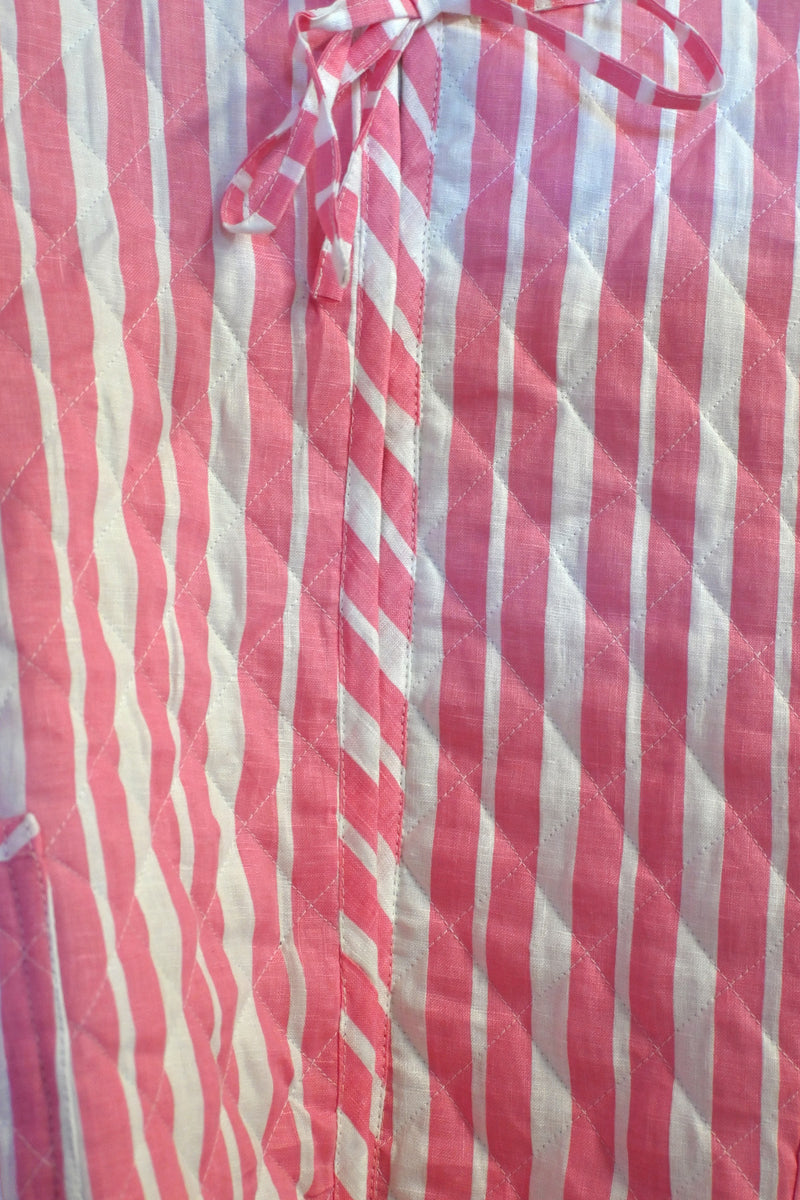 Reversible Quilted Jacket - Pink Stripe/Cream Check