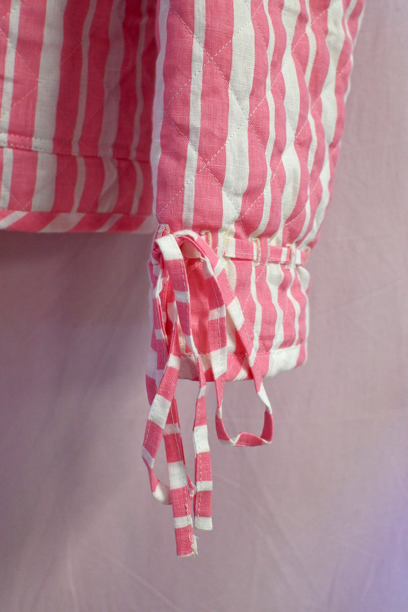 Reversible Quilted Jacket - Pink Stripe/Cream Check