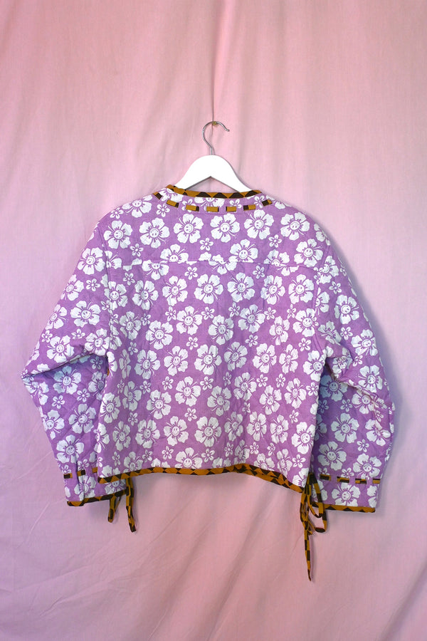 Reversible Quilted Jacket - Hibiscus Purple/Check Brown