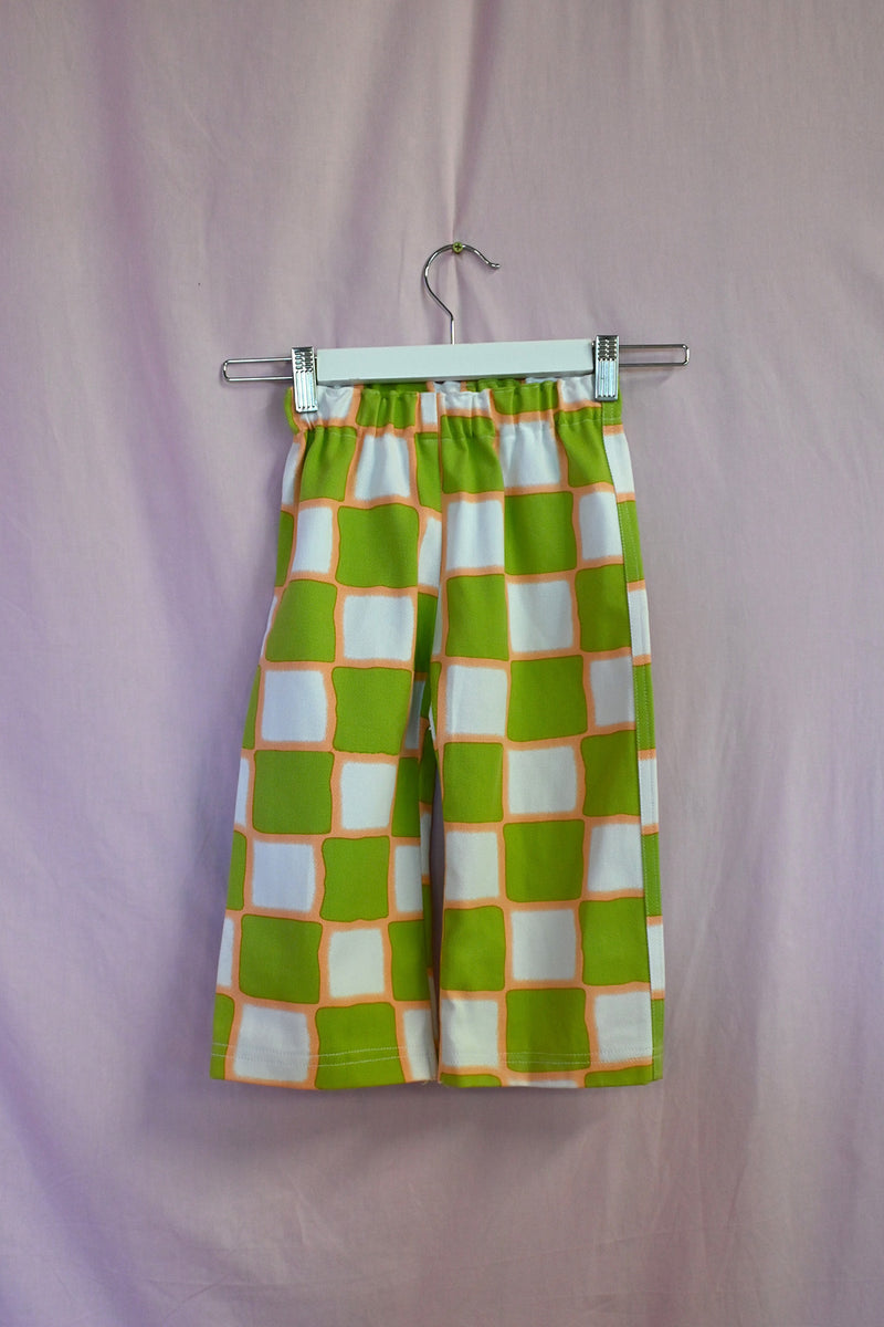 Airbrush Check Kid Pants - Green