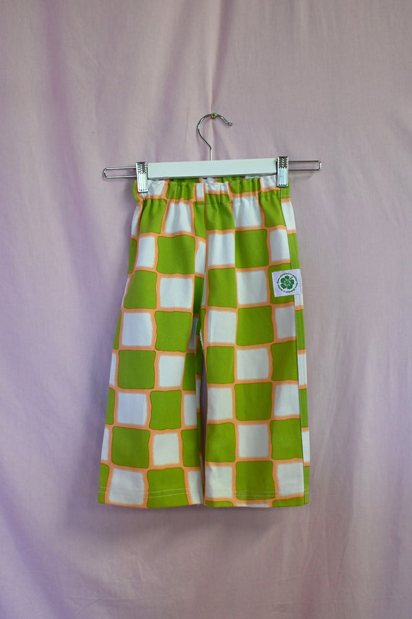 Airbrush Check Kid Pants - Green