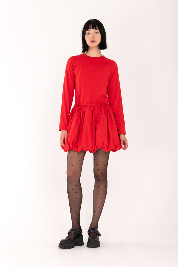 Bellini Bubble Hem Dress - Red