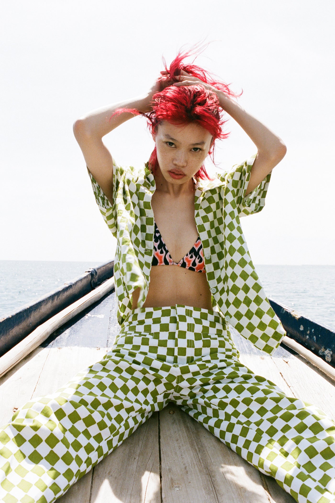 Check Kokomo Pant - Olive – Emma Mulholland on Holiday