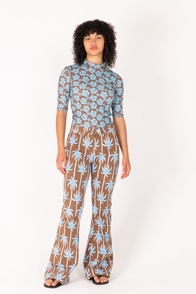 Happy Hibiscus Rashie - Brown/Blue