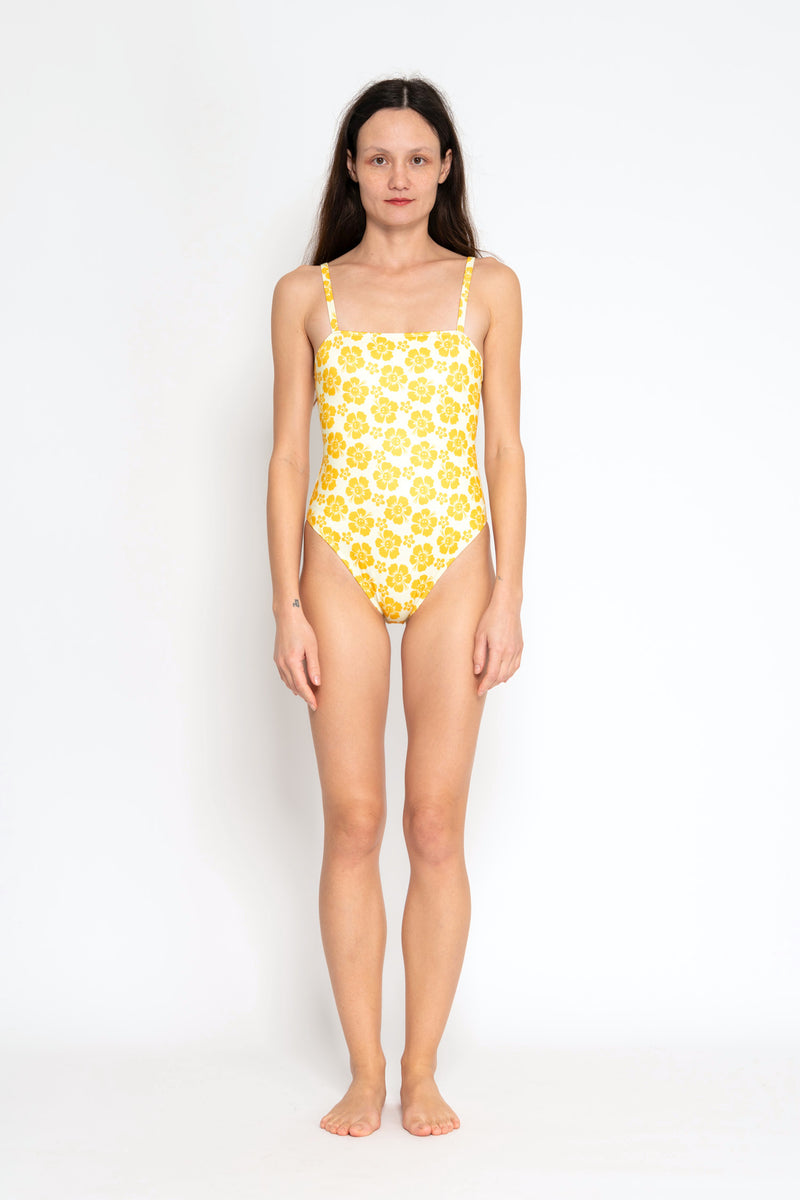 Happy Hibiscus Vacation One Piece - Butter