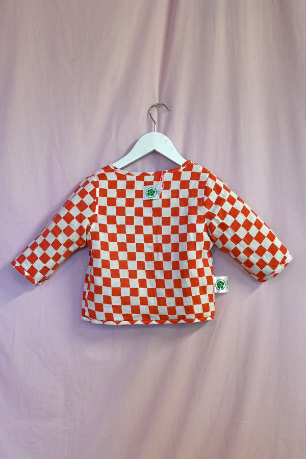 Reversible Quilted Jacket Kids - Hibiscus Blue / Check Red