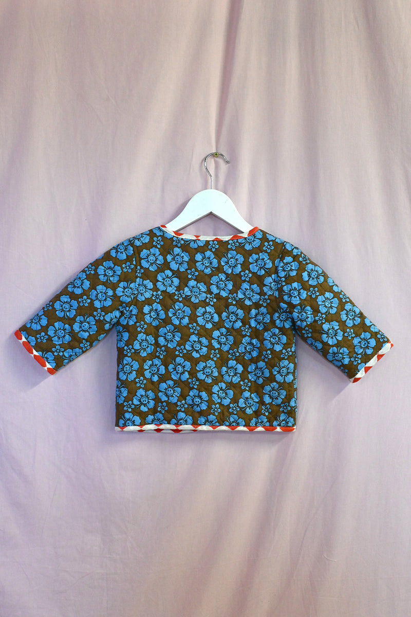Reversible Quilted Jacket Kids - Hibiscus Blue / Check Red