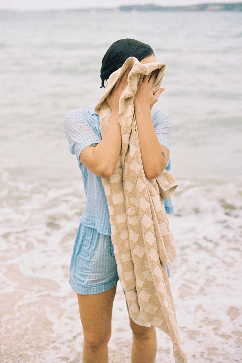 LOUIS VUITTON Throw Blanket logo hibiscus Beach towel cotton